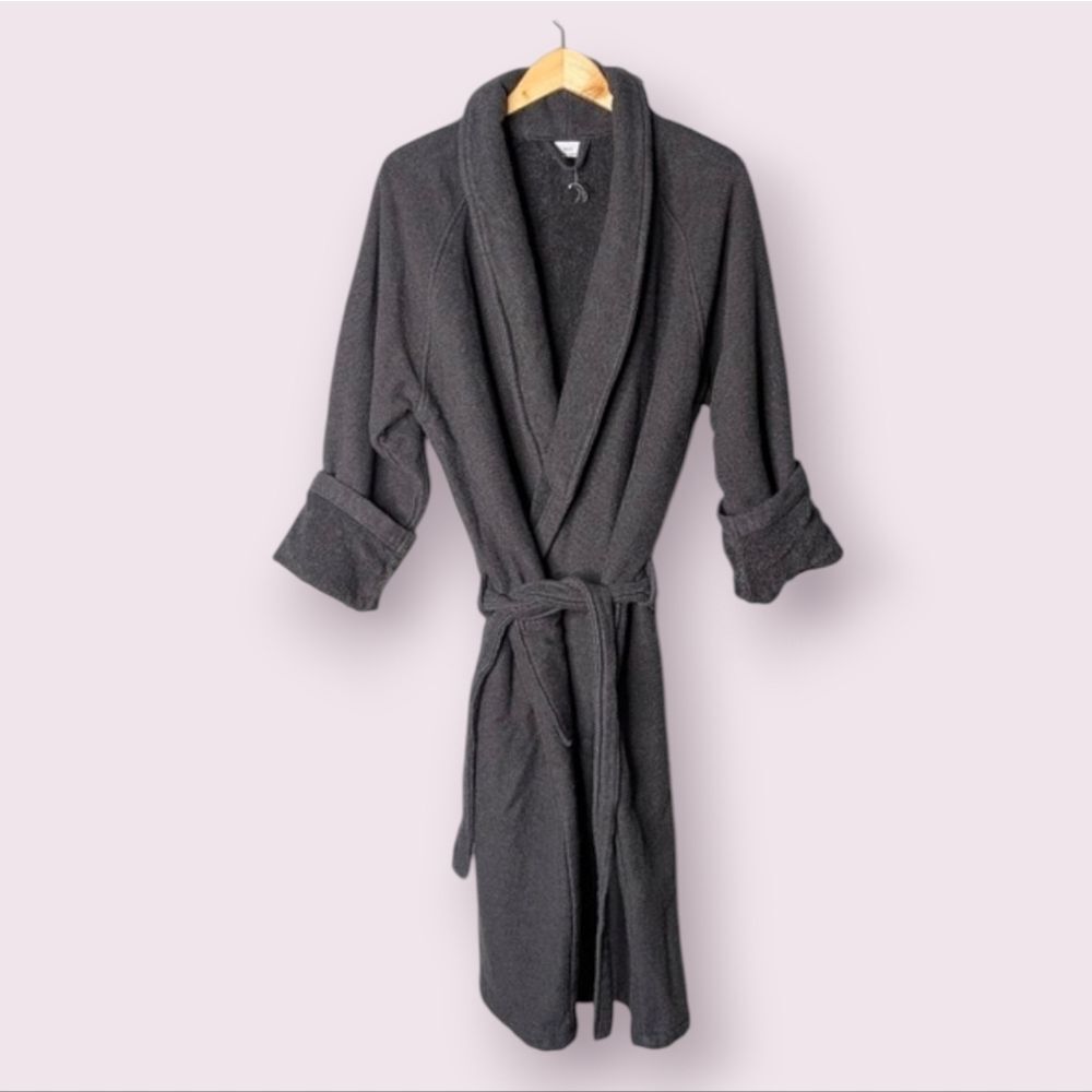 Restoration Hardware Charcoal Grey Turkish Cotton Terry Unisex Spa Robe Size XL